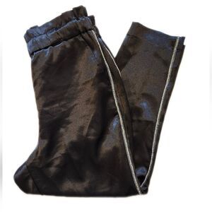 Express Extreme High Rise satin wide leg ankle length pants, sparkle seams, M